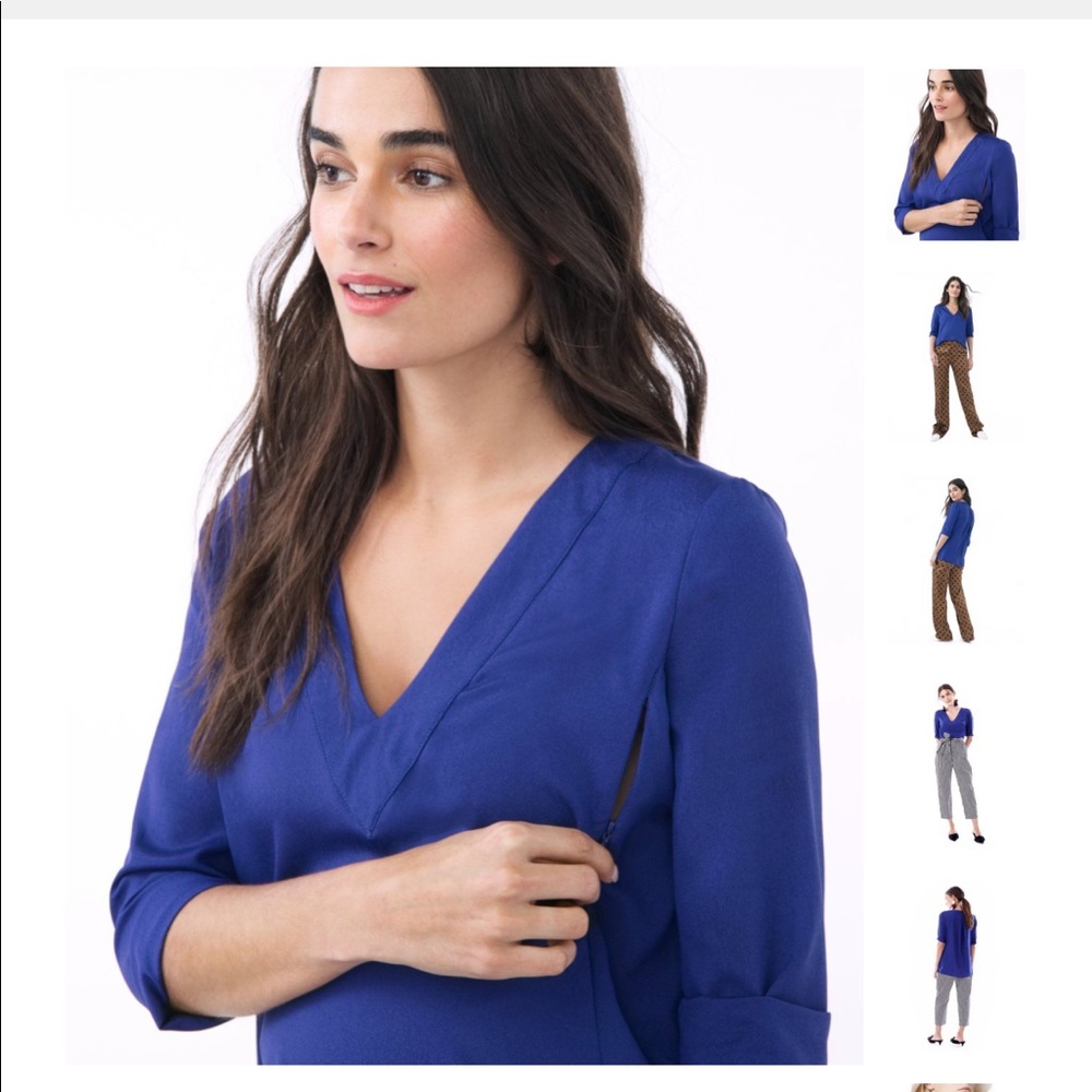Loyal Hana- BLUE V NECK NURSING + MTRNTY BLOUSE